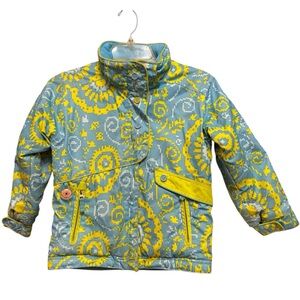 Obermeyer Kid’s Ski Jacket Sz 5 Blue Green Geometric Print